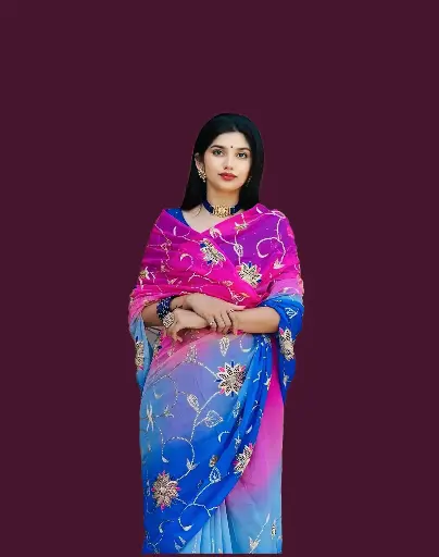 Padmani Pink Blue Tone Bandhni Sarees 